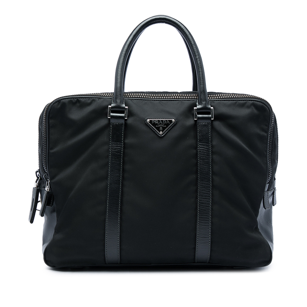 Pre-Loved Prada Saffiano Trimmed Tessuto Business Bag